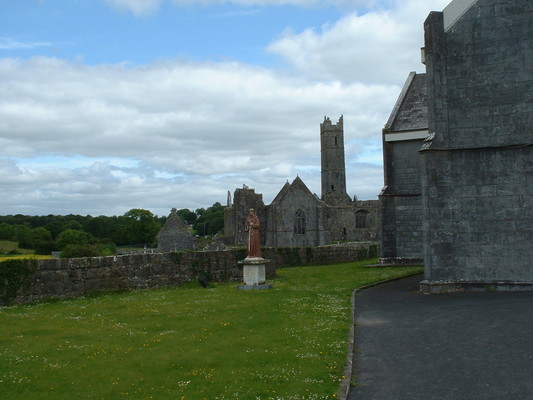 Quin Abbey, behind the modern church